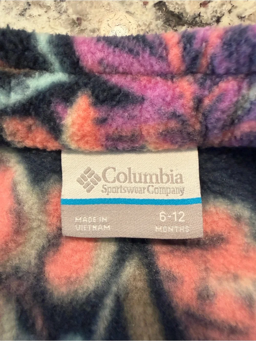 Columbia Girls Navy Floral Fleece Jacket with Pink & Coral Accents